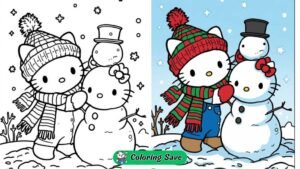 Hello Kitty Coloring Pages Winter