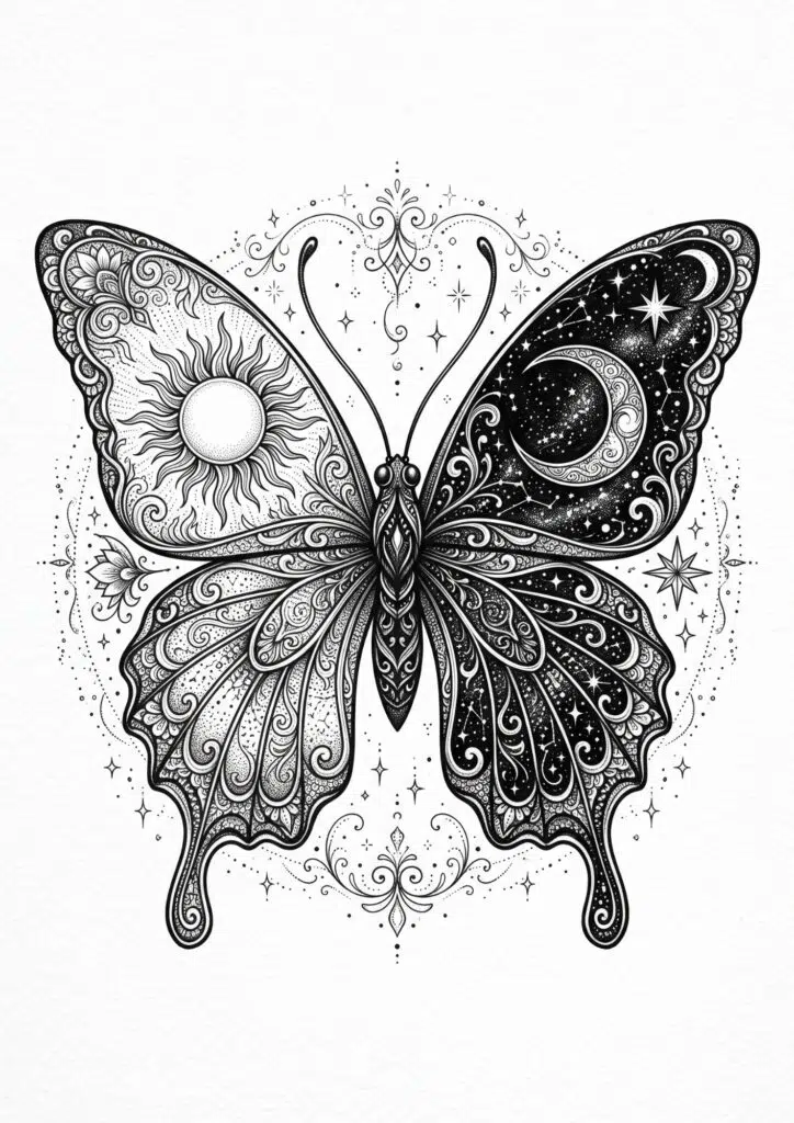 Butterfly and Rose Tattoo