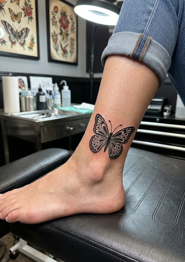 Fine Line Butterfly Tattoo